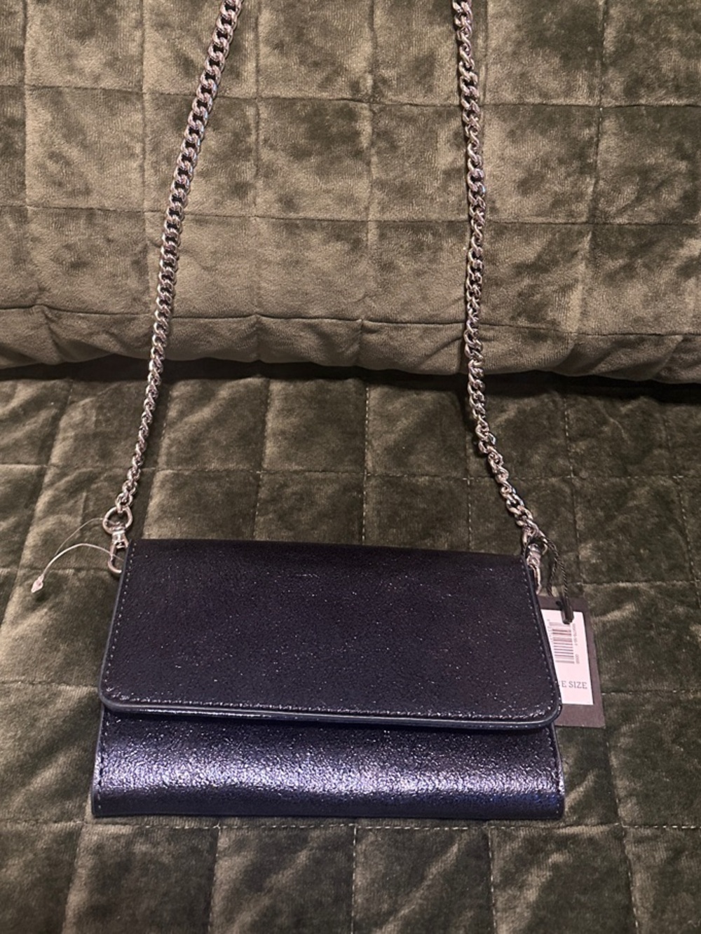 Banana Republic Sparkle Navy Crossbody Wallet with Silver Chain
